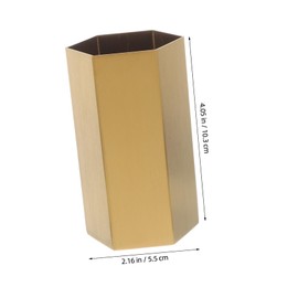 CAXUSD Gold Stainless Steel Hexagonal Pencil Cup Minimalist Desktop Organizer for Stationery and Makeup Brushes Artistic Design for Home Office Decor
