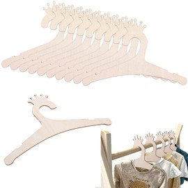 JJUNW 10 Pack Wooden Kids Hangers, 9inch Cute Wood Baby Hangers Nursery Hangers, Non Slip Coat Hanger for Baby Toddler Kids Clothes & Pants(Style2)
