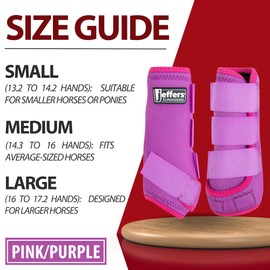 Jeffers Expression Neon Horse Boots 1 Pair - Purple & Pink, Breathable Neoprene, Secure Velcro Straps, Durable Premium Protection for Jump Training & Trail Riding - Front & Hind, Large Size