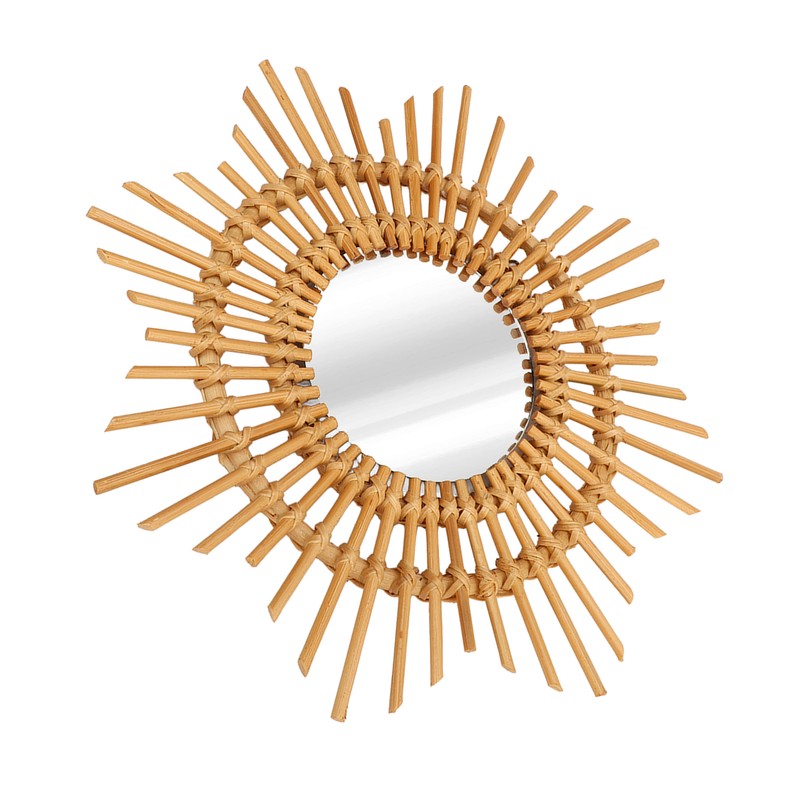 Wall Decor Rattan Mirror Star Shape Unique Simple Handwoven Mirror