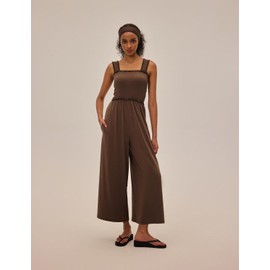 UNIANKIYA One Piece Sleeveless Square Neck Jumpsuits for Women Casual Wide Leg Long Pant Rompers Overalls Beach Vacation