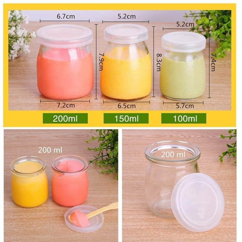 Dailydanny 6 Pcs Yogurt Pudding Jars Bottles With Plastic Lids