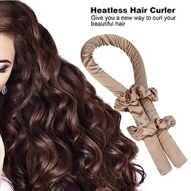 Rizador de pelo sin calor, rizadores de pelo sin calor Scrunchies de seda, rodillo de pelo sin calor para dormir DIY rizador de pelo sin calor diadema