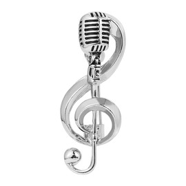 Microphone Music Note Brooch Rock Hip Pop Microphone Shape Brooches Pins Jewelry Elegant Music Notes Brooch Simple Accessories Gifts-Silver