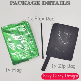 Wuchieal 45"*51" Feather Light Prophetic Worship Metallic Flex Flag - Portable and Vibrant Colors (Flex rod,Green)