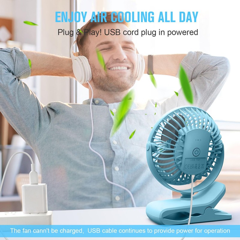 BESKAR Clip on Fan, Portable Small Desk Fans with Strong
