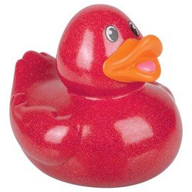 Large 6" Tall Glitter Rubber Duckies (Available in Pink, Blue, Green, Orange, Yellow, Red) Collectable Colorful Ducks Great for Dacking Dash Display and Bath Play (Red)