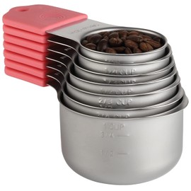 Magnetic Measuring Cup Set of 7 Stainless Steel Stackable Nesting Heavy Duty Measuring Cup Sets for Cooking & Baking Dry and Liquid Ingredients