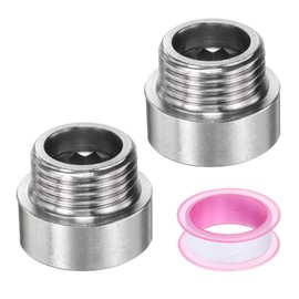 uxcell 2pcs Shower Head Extension Arm 20mm(0.8") Length 201 Stainless Steel Shower Head Extender Straight Pipe Fitting Pipe Extension with PTFE Tape for Bathroom, Silver Tone