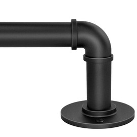 1 Inch Industrial Curtain Rods for Windows 48 to 84 Inches, Blackout Wrap Around Curtain Rod, for Indoor and Outdoor, Simple Design, 35 to 75 Inches, Black