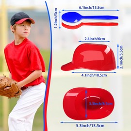 Jnnzzggu 48 Pack Mini Ice Cream Dessert Baseball Cap Bowls,Party Snack Cups for Birthday Party Supplies(Red Blue and White)
