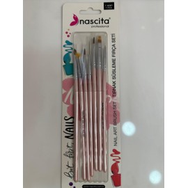 Professional 7-Piece Nail Art Brush Set, Pink Handle, Silver Ferrule, Synthetic Bristles, 5.91 Inch Length, for Gel Acrylic Detail Manicure