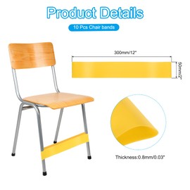 PATIKIL Fidget Bands for Classroom Chairs, 10 Pcs, Chair Bands Relieve Anxiety for Classroom Seats and Desks, Yellow, 0.8mm