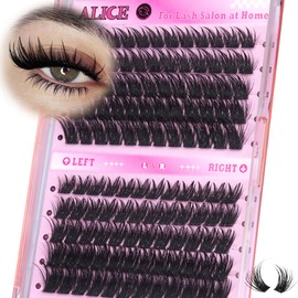 ALICE Lash Clusters Cat Eye Eyelash Clusters Cluster Eyelash Extensions Wispy Volume Lash Extensions Left & Right Thin Band 14-22mm Individual Lashes DIY at Home
