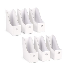 Blue Summit Supplies 6 Pack White Cardboard Magazine Holder,, Sturdy Corrugated Cardboard Magazine Holders, Cardboard Magazine File Boxes 6-Pack