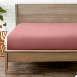 Bare Home Fitted Bottom Sheet Queen Size - Premium 1800 Microfiber - Ultra-Soft Hotel Luxury - Deep Pocket - Durable and Long Lasting (Queen, Dusty Rose)