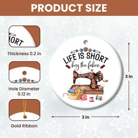 Tiny Detalles Sewing Ornament 2024, Christmas Ornament for Christmas Tree Decorations, Sewing Tools Christmas Tree Ornaments, Quilting Room Decor Ceramic Ornaments, Sewing Gifts for Sewing Lovers