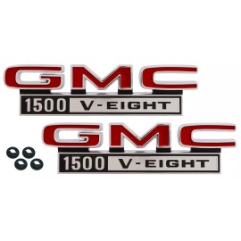 COUNTERPART AUTOMOTIVE 1968 1969 1970 1971 1972 "GMC 1500 V-EIGHT"  FRONT FENDER EMBLEMS 68-16721-G158
