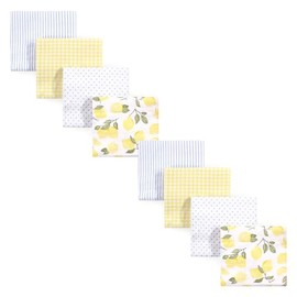 Hudson Baby Unisex Baby Cotton Flannel Receiving Blankets Bundle Set, Lemons 8-Pack, One Size