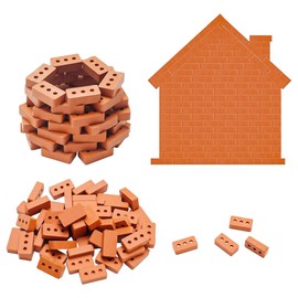 Cayway Mini Bricks Tiny Bricks, Miniature Brick for Landscaping, Mini Wall for Mini Garden Accessories (240 PCS Rectangle, Red with Holes)