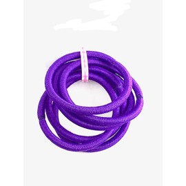 6 Hair Elastics Thick Endless No Metal Bobbles Snag Free School Bands Ponytail (Purple)