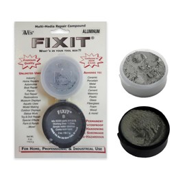 Aves FIXIT Multi-Media Repair Compound - 2 Part Modeling Compound (A & B) - 1/4 Pound, Durable & Waterproof Self Hardening Clay for Patching, Sealing, Filling, and Repairing - Aluminum