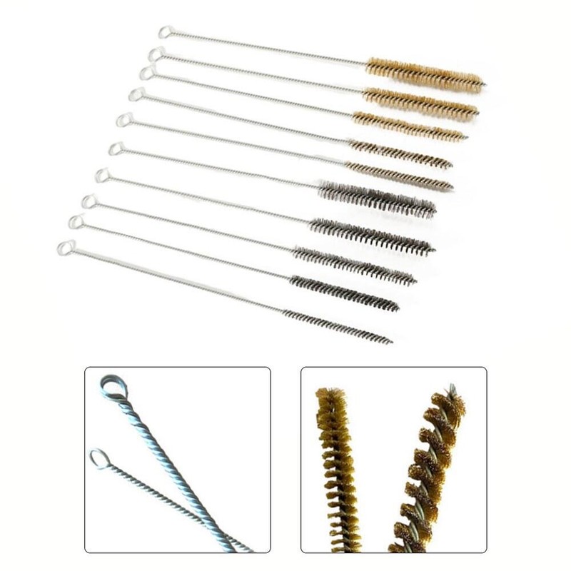 10PCS 청소 브러쉬 스테인레스 스틸 황동 파이프 실린더 와이어 브러시