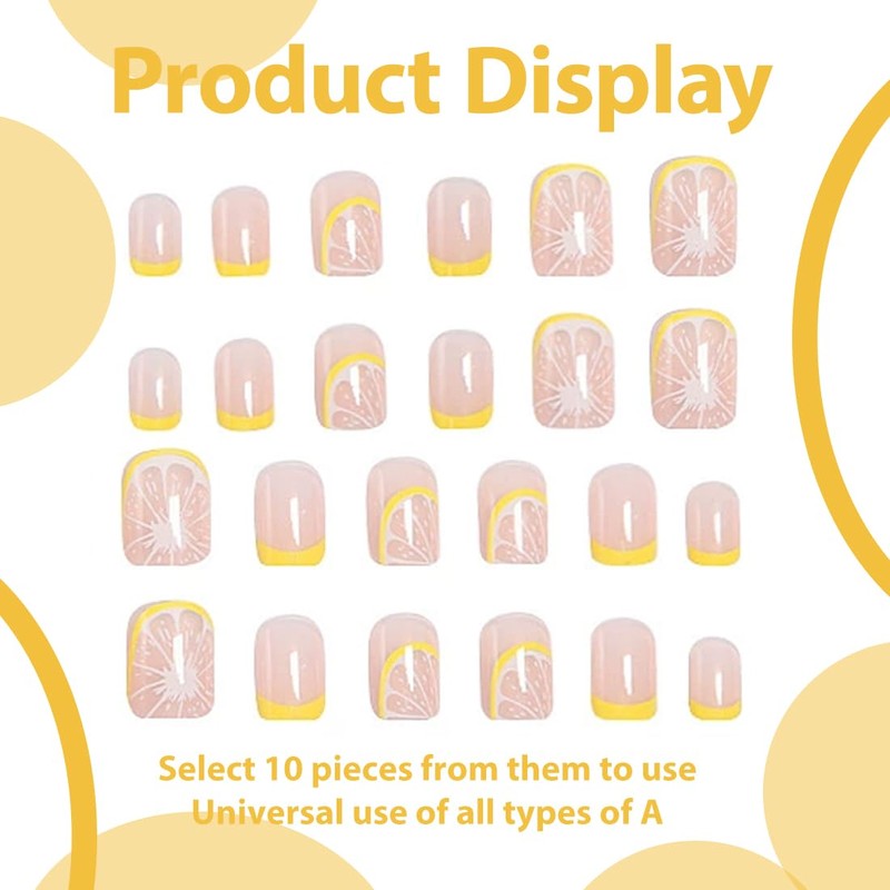 EIROVYA 24 x Lemon Style False Nail Stickers