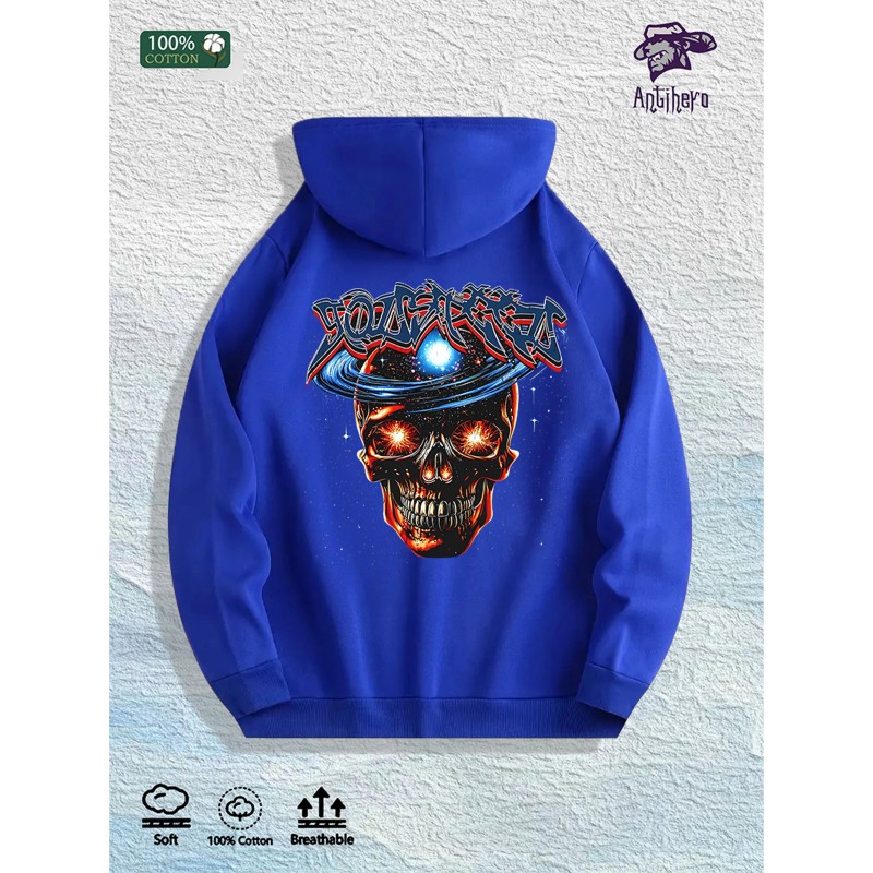 Cosmic Skull Graphic Hoodie 100% Cotton US Warehouse 7 ColorsColor:
