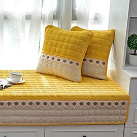 Modern Farmhouse Decorations Throw Pillow Covers Set of 2 Farmhouse Pillow Covers 18x18 inches Corduroy Home Decorative Pillows for Living Room, Couch, Sofa, Bed(Yellow)
