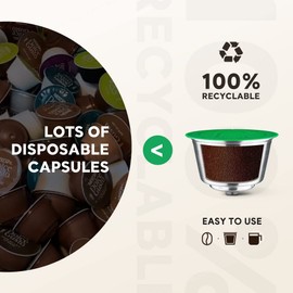 Capsules rechargeables filters à dosettes de café réutilisables compatible with brasseurs Dolce Gusto with cuillère et brosse (2 capsules)