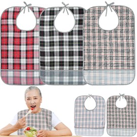 Baberos para adultos mayores, 3 pack Baberos Adultos para Comer, protectores de ropa, con recogedor de migas, Uso de doble cara. protector de ropa para la hora de comer para pacientes, ancianos