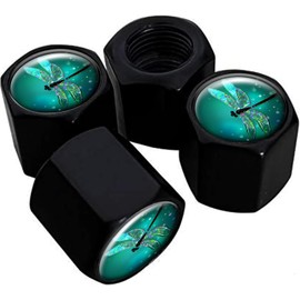 Metal Tire Valve Stem Caps 4 Pack,Car Wheel Stem Caps, Aluminum Universal Air Valve Covers for Cars, Trucks, SUVs, Bikes, Motorcycles, Bicycles(Dragonfly)