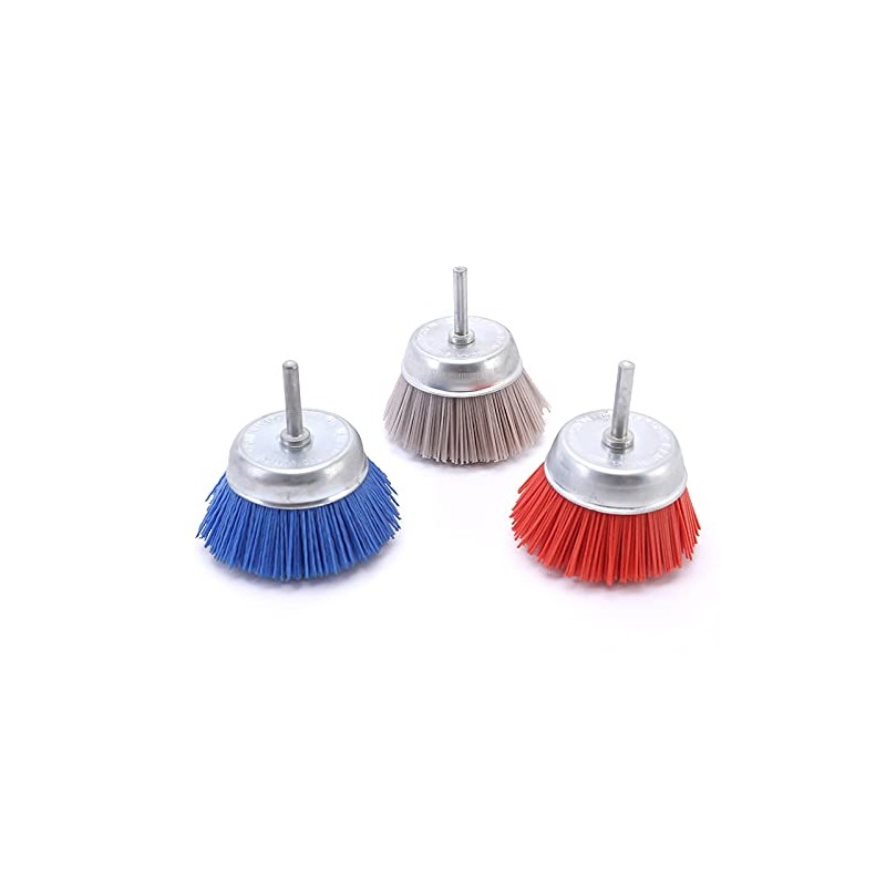 XIAOJUN 3Pcs 3Inch Nylon Filament Abrasive Wire Cup Brush Kit