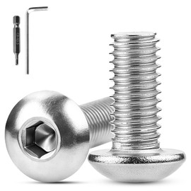 XRXYMQ Pack of 100 Rounded Head Screws M4 x 16 mm Flat Head Screws Hexagon Socket 304 Stainless Steel Screws Round Head Screws Full Thread Machine Screws for Furniture Installation Wood Mounting