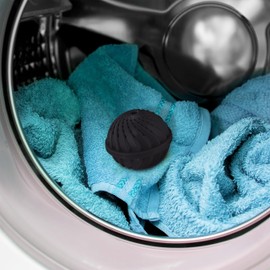 Relaxdays Sfere per Lavatrice, Set da 4, Palle per Lavaggio Senza Detersivo, Alternativa Ecologica, Palline Bucato, Nero