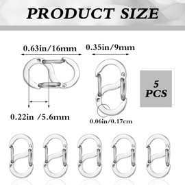 Pack of 5 Necklace Shortener Clasps, Stainless Steel Bracelet Clips, Chain Remover Jewellery Clasps and Fasteners for Necklaces, Bracelet Connections, Jewellery Making (16 mm x 9 mm)