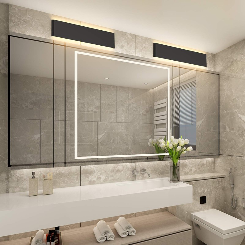 Aipsun 20W/24in Rectangular LED Black Modern Wall Sconce Horizontal Up