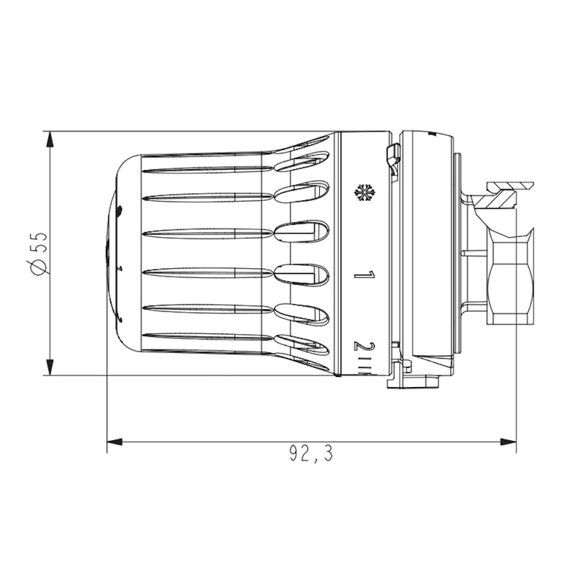 Danfoss React M30x1.5 Thermostatic Head with Fluid Filled Thermostatic Bellows