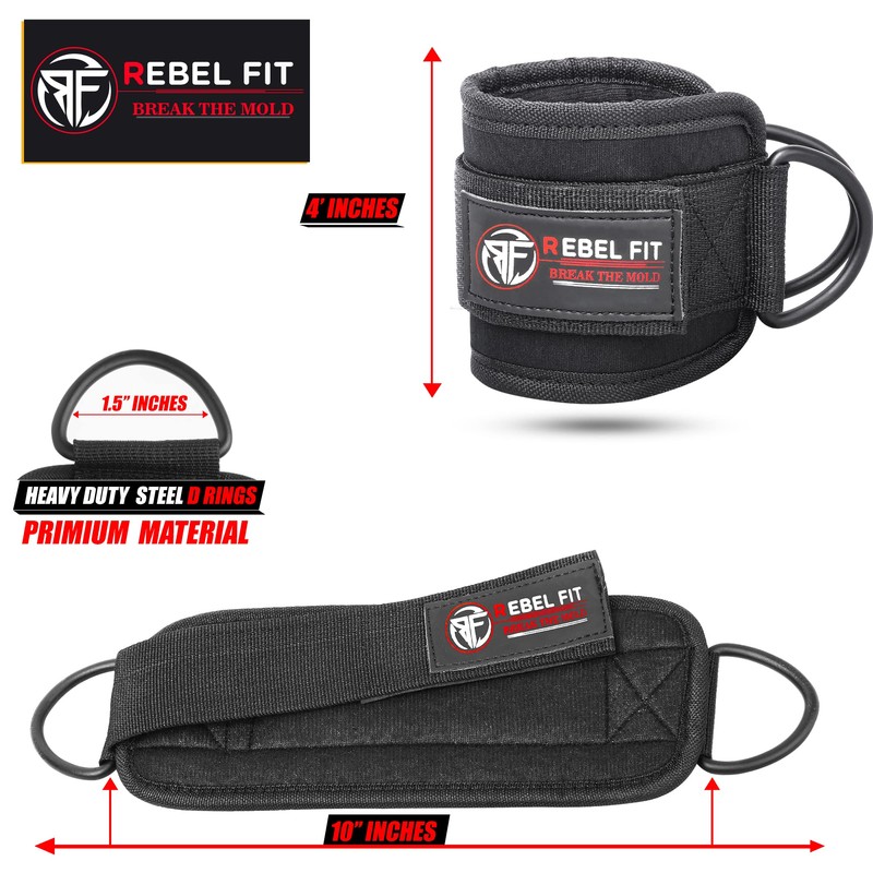 Elyzor Ankle Strap, Workout Cuffs, Cable Machine Straps, Pink, Neoprene,