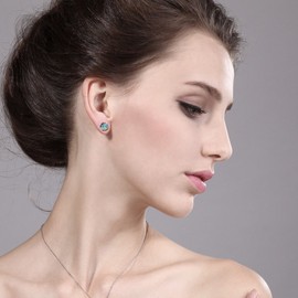 Gem Stone King 2.00 Ct Round 6mm Mercury Mist Mystic Topaz 10K Yellow Gold Stud Earrings For Women Men