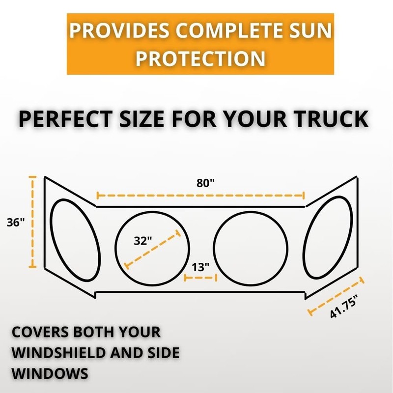 Maro Semi-Truck Sun Shade for Windshield and Side Windows 240T