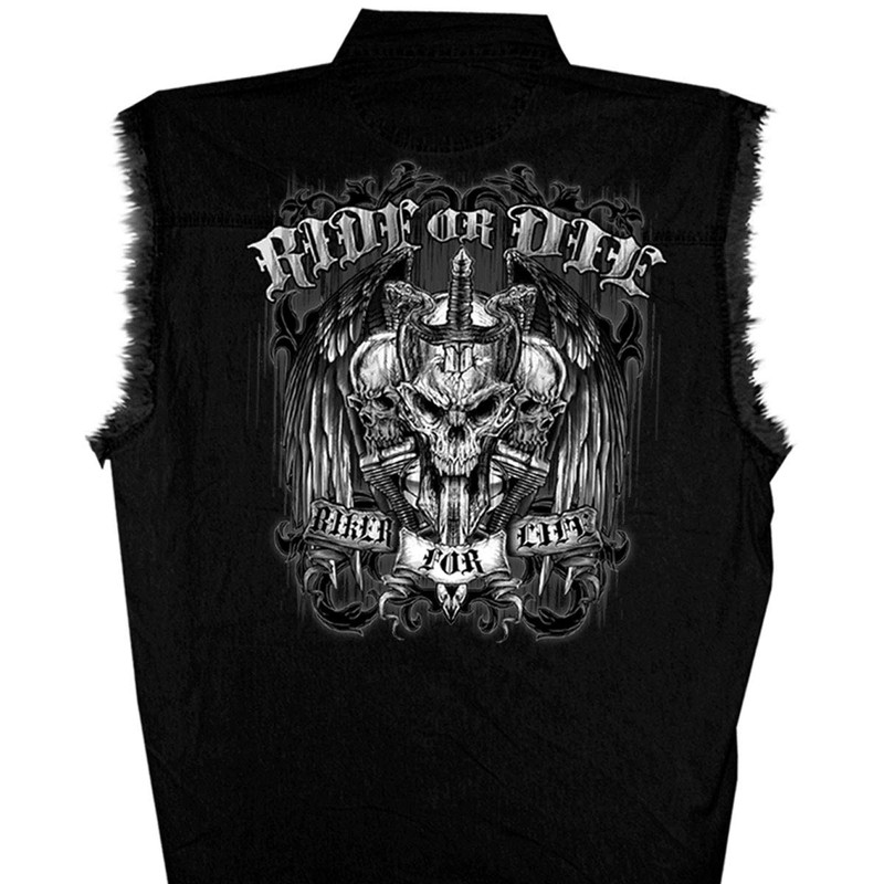 Hot Leathers Ride or Die Skull Sleeveless Shirt (Black, XX-Large)