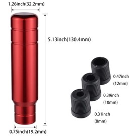 Padaodao Aluminum Alloy Gear Knobs Long Shift Knob Lever Stick Shifter Handle for Most Manual Transmission Cars Trucks SUV, Red