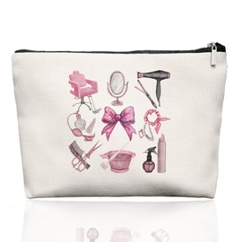 EKGJW Pink Coquette Hairstylist Makeup Bag, Preppy Bow Cosmetic Pouch for Women Teen Girls, Hairdresser Gift Bag for Cosmetology