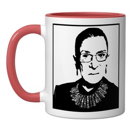 RUTH BADER GINSBURG RBG Feminist Icon Supreme Court Meme Ceramic Mug, Red/White