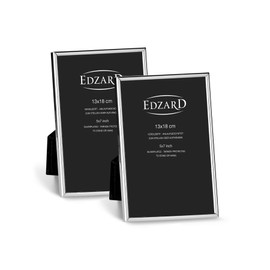 EDZARD Genoa Picture Frames for Photos 13 x 18 cm Silver-Plated Tarnish-Resistant with Velvet Backing Set of 2