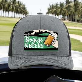 Bogeys And Beers Hat - Golf Accessories For Men - Funny Golf Hats For Men - Fathers Day Gift - Christmas Birthday Valentines Retirement Gifts For Him Husband Dad Uncle - Richardson 112 Trucker