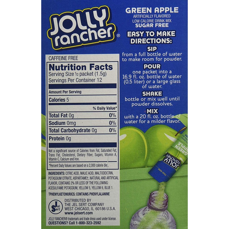 Jolly Rancher, Green Apple Singles To Go! Sugar Free Drink