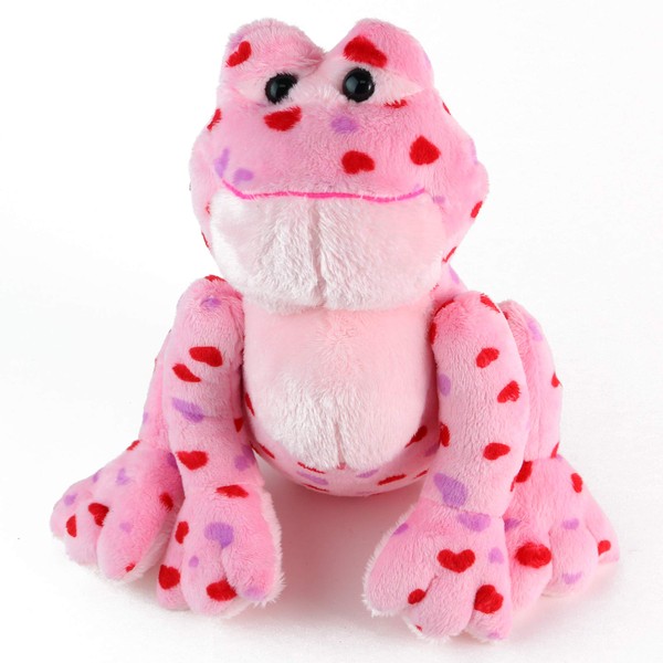 Big Mo's Toys Love Frog - Plush Valentine's Day Pink and Red Heart Printed Small Stuffed Frogs Animals for All Ages